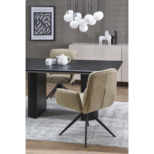 STÓŁ ROZKŁADANY 160 - 250 X 90 X 78 CM DĄB NATURALNY/CZARNY